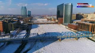 Grand Rapids frozen Grand River by Michigan Drone Pros Photography feb 2018