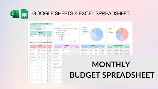 Monthly Budget Template - Google Sheets and Excel Budget Spreadsheet