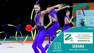 Ucrania/Ukraine - 3 Cintas 2 Pelotas/3 Ribbons 2 Balls - FINAL - Budapest EC 2024