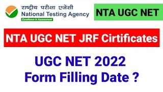 UGC NET/JRF Certificates | UGC NET 2022 Form filling date | NTA UGC NET| UGC NET MENTOR