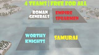 Roman Generals vs Samurai vs Knights vs Empire Spearmen | 4 Teams | Free For All | UEBS 2