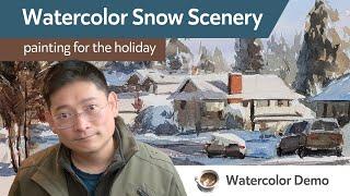 Watercolor Snow Scenery - Paint for the holiday