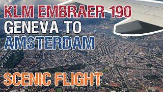 KLM Embraer 190 | Geneva (GVA) to Amsterdam (AMS) | Scenic flight | Window seat [4K]