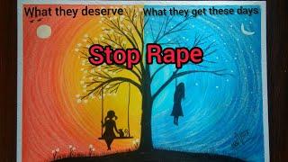 How to Draw STOP RAPE//Save Girl poster with oil pastel colors .