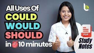 All Uses Of COULD, WOULD, SHOULD In 10 Minutes! Modal Verbs - English Grammar Lesson In Hindi