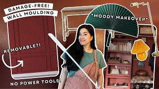 MOODY DARK ACADEMIA ROOM MAKEOVER (w/ DIY renter-friendly removable wall moulding trim!)