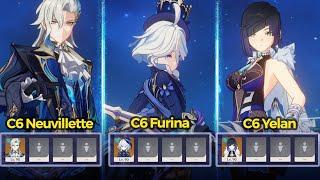 C6 Neuvillette VS C6 Furina VS C6 Yelan | SOLO Abyss Attempt