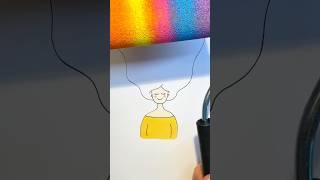 How to draw a girl's hair with rainbow