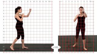 Front Snap Kick High: Grid Overlay: Young Adult Female - Animation Reference Body Mechanics