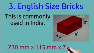 Standard size of bricks, size of bricks, size of bricks used in India.