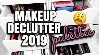 DECLUTTER MY MAKEUP COLLECTION #5 | EYESHADOW PALETTES | Andrea Renee