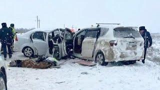 The last seconds of people's lives were captured by a video recorder on the track in Kazakhstan