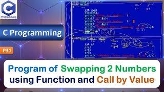 P31 | Program to Swap Two Numbers using Function & Call by Value Method | C Programming Language