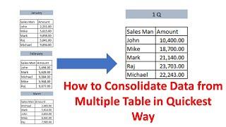 How to consolidate data from multiple table in Quickest Way