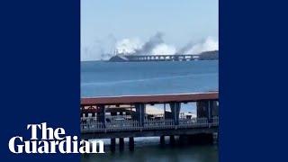 Crimea bridge shrouded in white smoke after Ukraine fires missiles