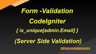 Form Validation in CodeIgniter || Server Side Validation