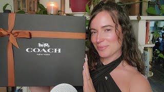 ASMR - Coach Unboxing (Chatty Whispers, Fabric & Purse Sounds)