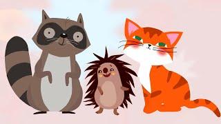 Котэ ТВ - Песенки про ёжика, кошку и енота  - Сборник песенок для малышей о животных-помощниках