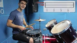 El ritmo más fácil y básico en batería. Como empezar a tocar la batería. Curso de Bateria 2