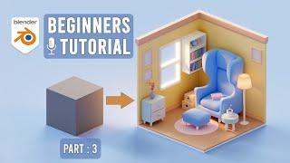 Blender 3D Beginners Tutorial: Create an Isometric Study Room Part 3 | For Absolute Beginners