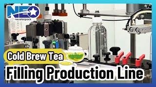 Demo of Cold Brew Tea Production Line | Piston Filler, Capper, Double-sided Labeler  |Neostarpack