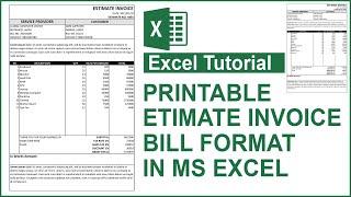 Excel Tutorial - Printable Estimate Invoice Bill Format in Ms Excel !