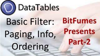 Datatable tutorial Part 2 | Basic filter: Pagin, info, ordering | Bitfumes