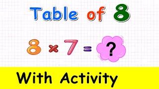 Learn Multiplication Table of Eight 8 x 1 = 8 - 8 Times Tables with activity