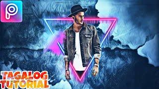 Smoke Neon Triangle Dripping effect Picsart tagalog tutorial