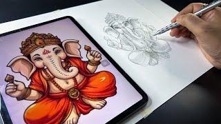 Free Hand Ganesha Drawing for Beginners || Can You Draw Ganpati Bappa || #ganesha #ganpati