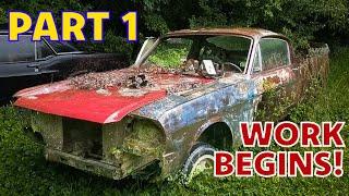 ABANDONED '65 Mustang Fastback RESCUED after 40 years! Part 1: Work Begins
