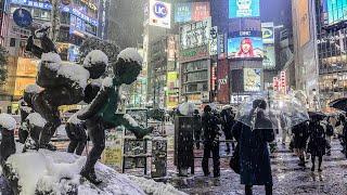 ️ SHIBUYA UNDER THE SNOW | First Snow Day Of The Year In Tokyo! [4K HDR]