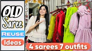 पुरानी साडियों से बनाए Trendy Dresses |4 Sarees 7 dresses | Old saree Reuse Ideas | fashion fusions