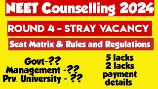 Who is Eligible for round4-stray vacancy?|Eligibility Details for Stray Vacancy|Seat Matrix details|