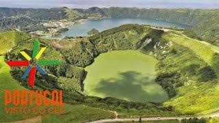 Lagoa das Sete Cidades aerial - Lagoa Rasa - lagoa de Santiago - São Miguel - Azores - 4K Ultra HD