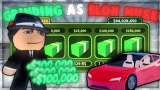 The GRIND To 100 MILLION CASH With ELON MUSK… (Roblox Jailbreak)