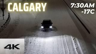 -17C️Foggy Snow Rush Hour Calgary Driving