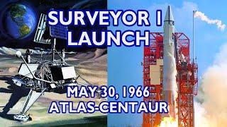 SURVEYOR 1 - 60 fps Launch & Tracking (1966/05/30) - Atlas-Centaur, Mission Control Audio, Animation
