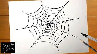 How to Draw Spider Web Easy Step by Step