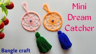 How to Make Mini Dream Catcher ||  Old Bangle Reuse Idea || Woolen Craft Idea