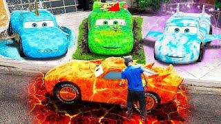 STOLE ALL SECRET ELEMENTAL CARS LIGHTNING MCQUEEN CARS IN GTA 5!