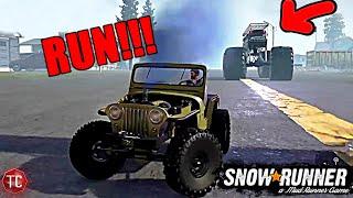 SnowRunner: ESCAPE The MONSTER BUS & MEGA RC's vs DEEP POOL!!