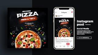 Pizza Banner Design | Restaurant food banner design in photoshop cc | Social Media Post Pizza Banner