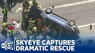 SkyEye captures dramatic rescue of person trapped in US-290 wreck
