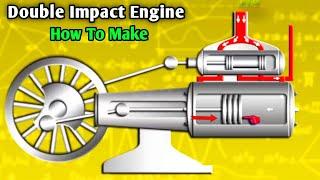 Double Stroke Steam Engine | Dual Action Steam Engine | Double action Air Engine | How To Make