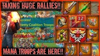 lords mobile : MYTHIC RALLY TRAP MIX 700% VS KD FAMILY!! HUGE RALLIES INCOMING! MANA BOOSTED TROOPS?