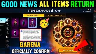 GOOD NEWS MELTING VAULT ALL ITEMS RETURN  FREE FIRE | MELTING VAULT ITEMS RETURN KAISE KARE