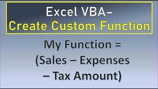 Excel VBA Create Custom Function