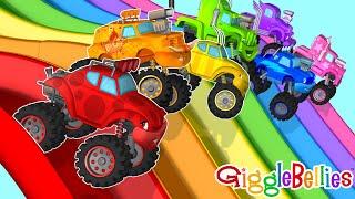 Monster Trucks Desert Adventure Park | Monster Trucks Learning Videos For Kids | GiggleBellies