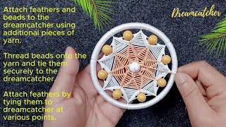 Making a dream catcher is not an easy task, Perfect Dreamcatcher | Room Décor DIY easy weaving craft